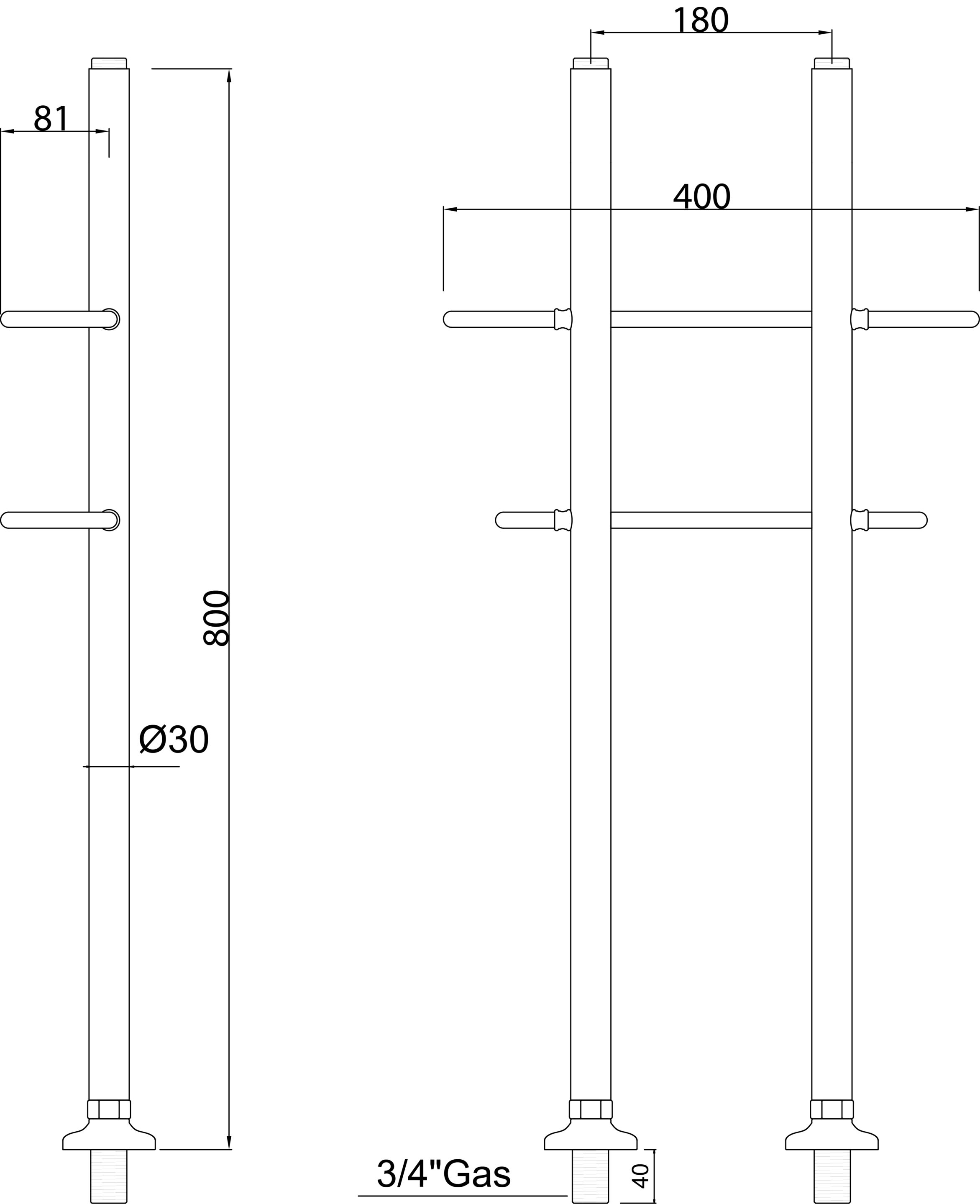 Смеситель для ванны с 2 отверстиями с ручным душем Park Avenue Dark White ARCH-00139217 - Вид №4