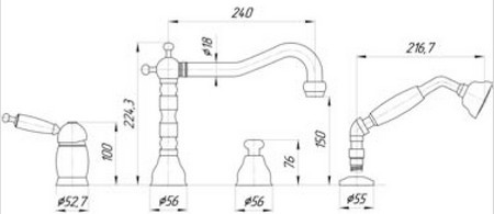 Смеситель MIGLIORE Oxford ML.OXF-6355.RA для ванны/душа - медь ML.OXF-6355.bi.RA - Вид №3