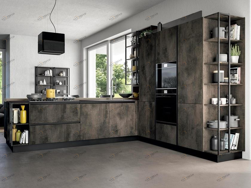 Febal Casa Кухня со встроенными ручками с полуостровом sun-id-1495985