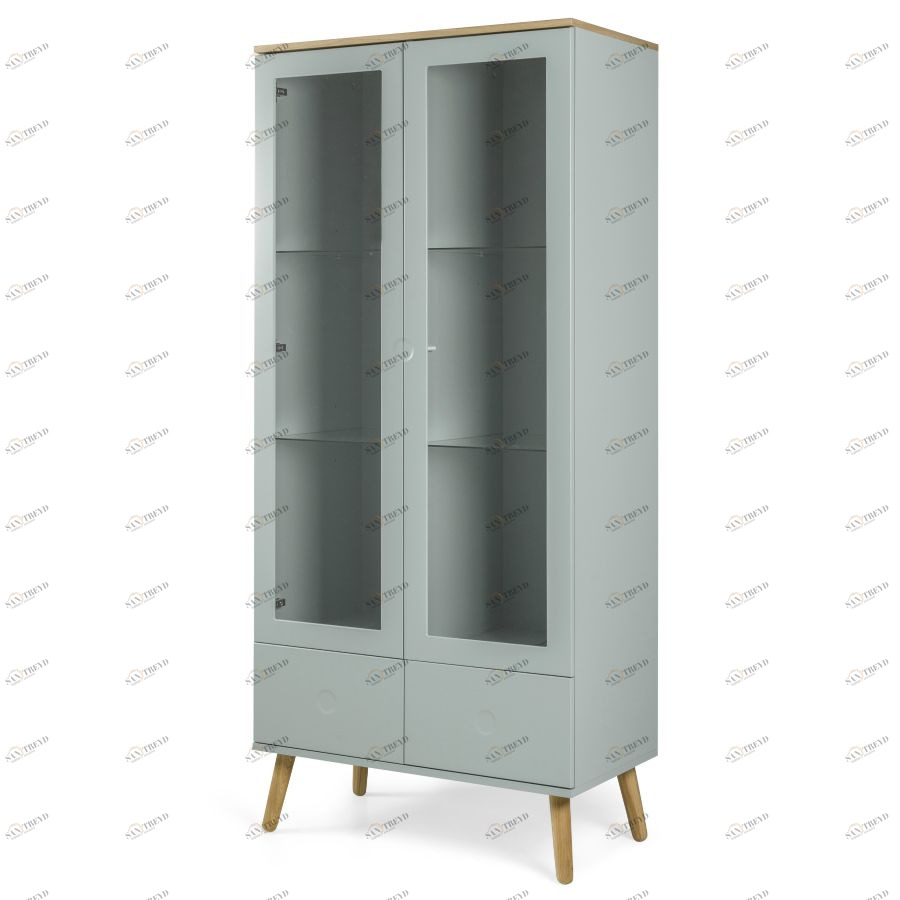 Витрина Tenzo Dot, 175х79х43 см, дуб, зеленая 1670676