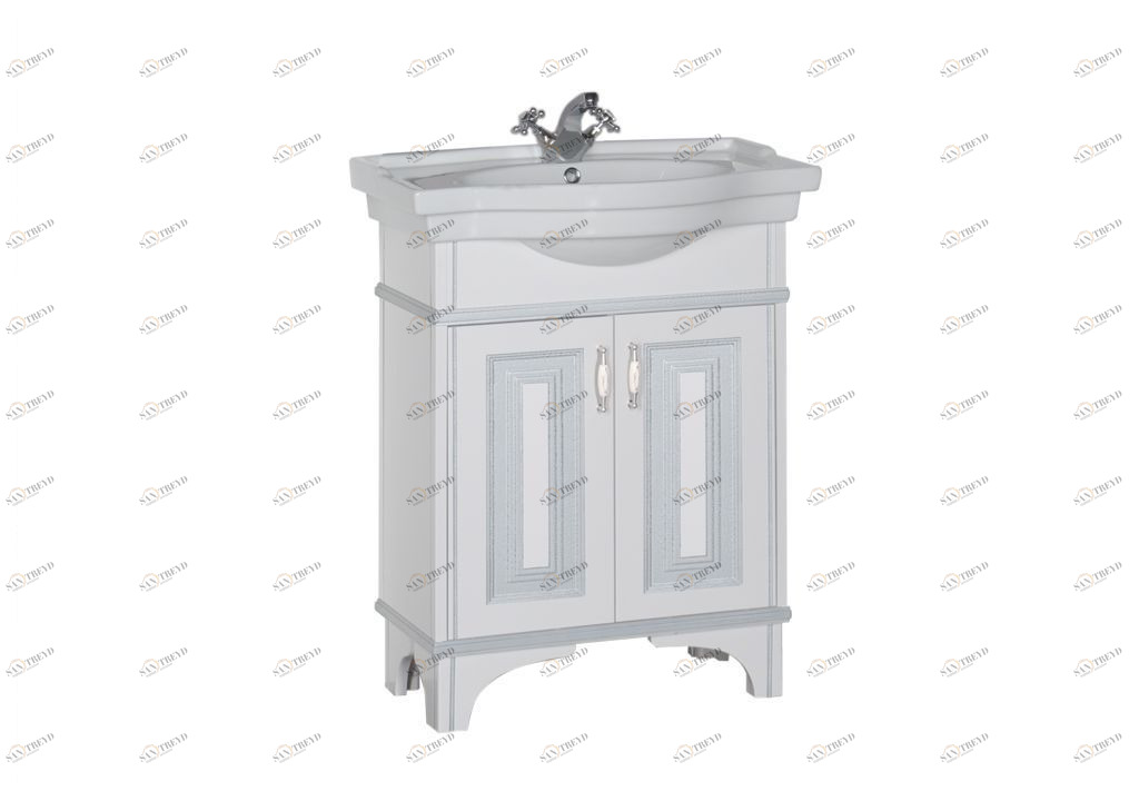 Тумба с раковиной Aquanet Валенса 70 белый краколет/серебро 0018014100181675