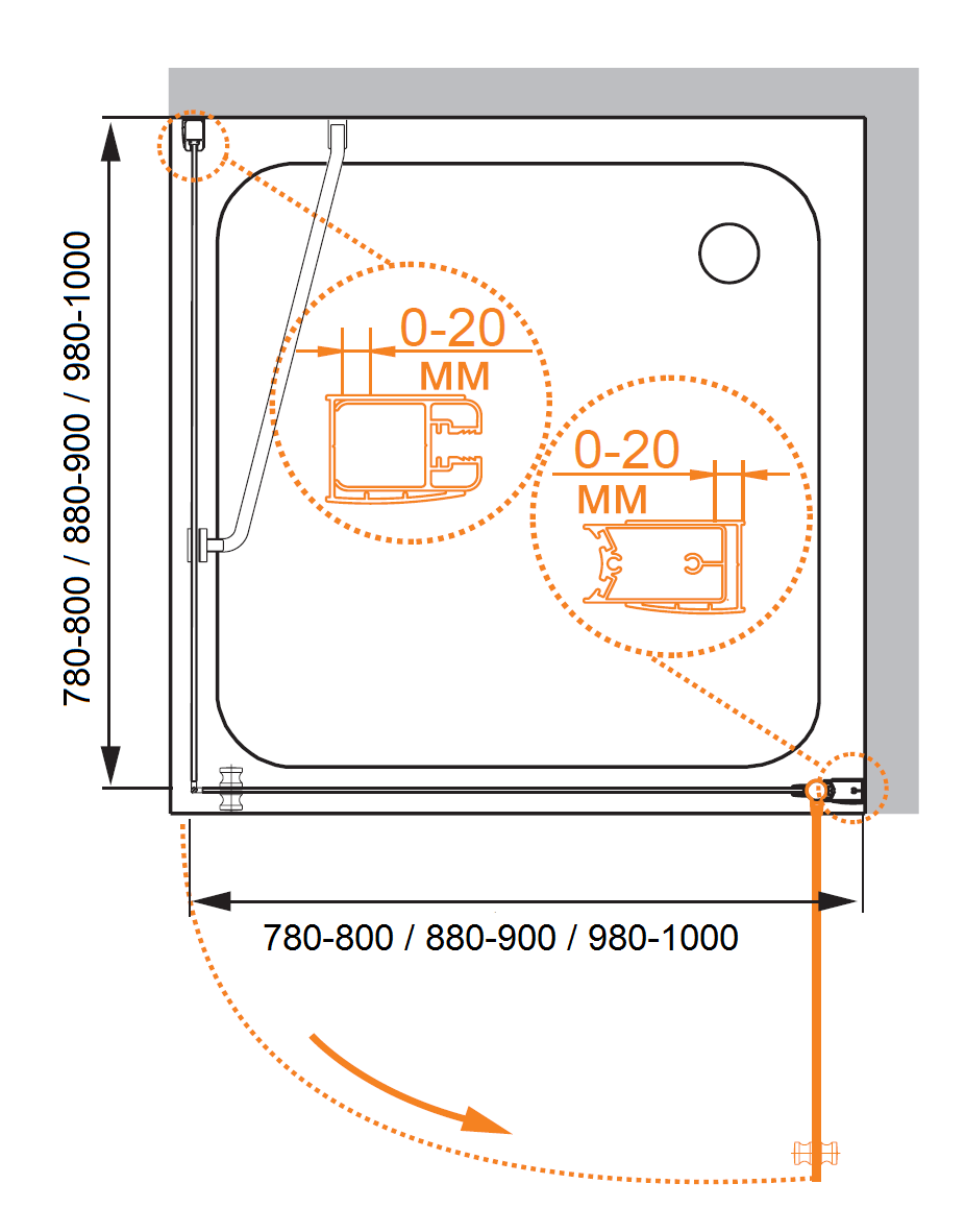 Душевой уголок CEZARES ELENA-W-A-1-100-P-Cr-L - Вид №5