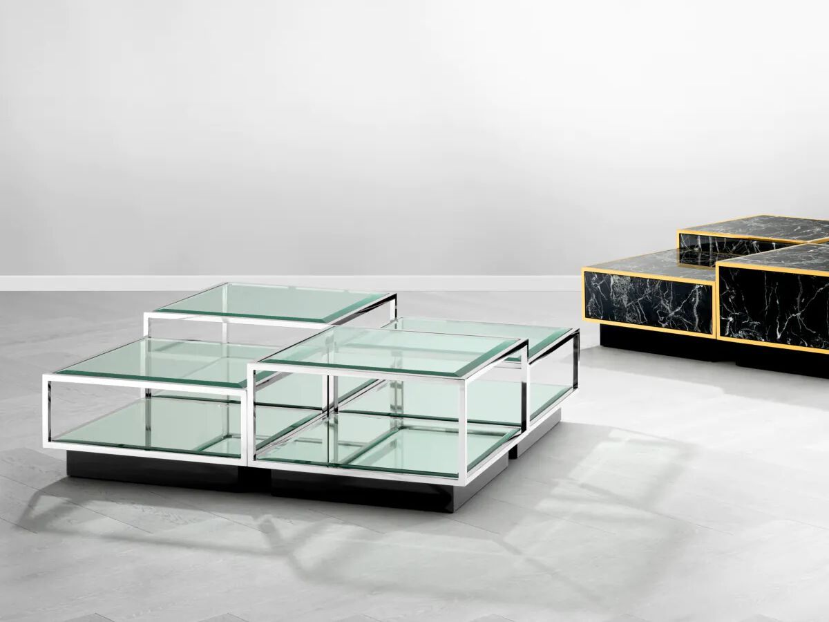 Низкий квадратный стол из стали и стекла Eichholtz TORTONA ARCH-00075695 - Вид №2