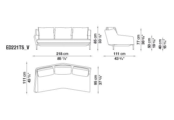 Тканевый диван с полуостровом B&B Italia Эдуард ARCH-00089989 - Вид №4
