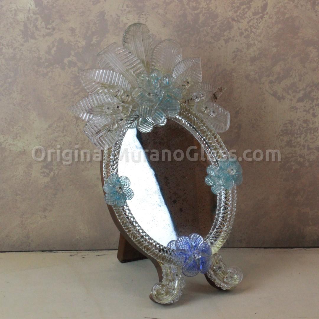 888 ORIGINALMURANOGLASS Настольное Венецианское Зеркало - Цветы Лагуны - Муранское стекло - OMG  см  - Вид №1