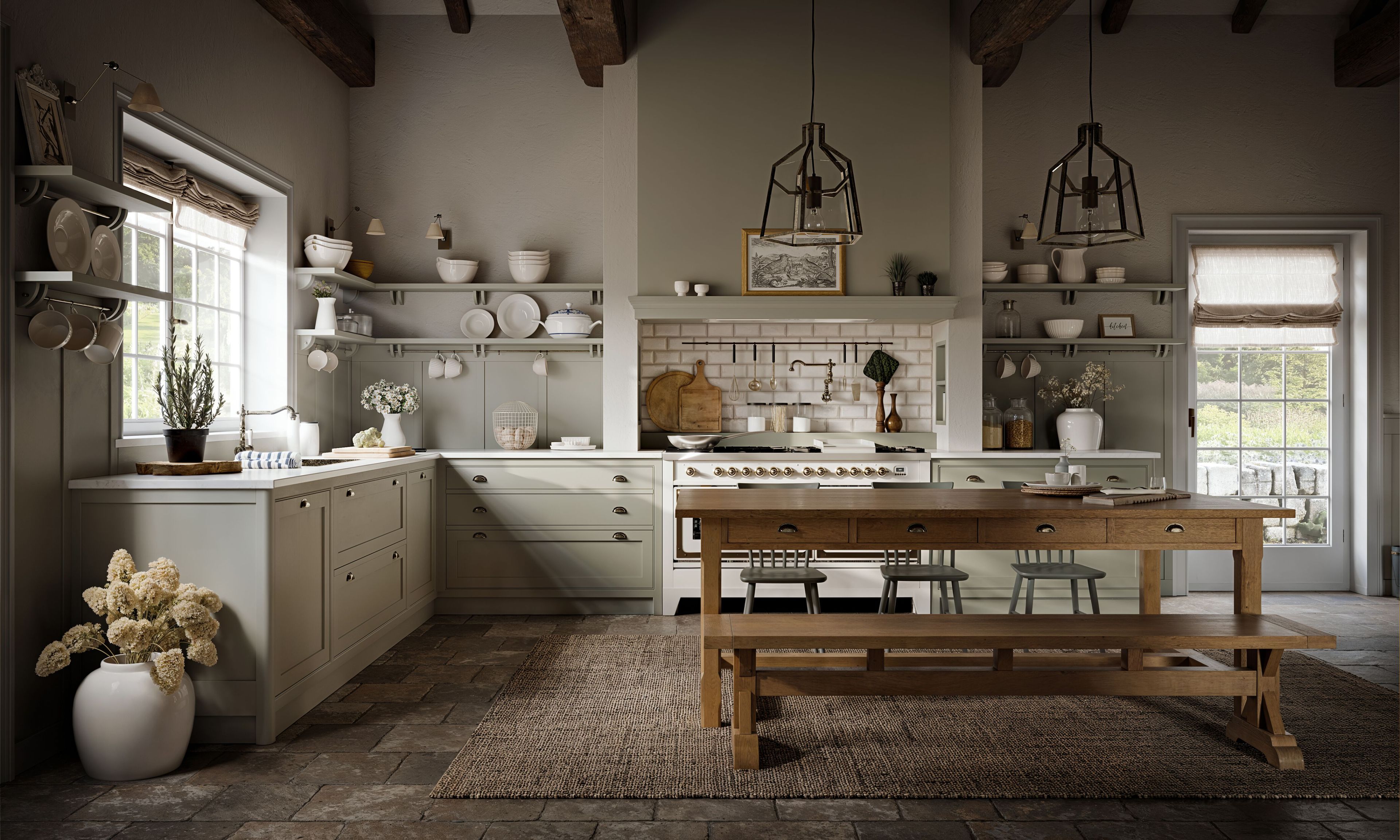 Лакированная деревянная кухня с ручками Marchi Cucine коттедж ARCH-00069262 - Вид №6