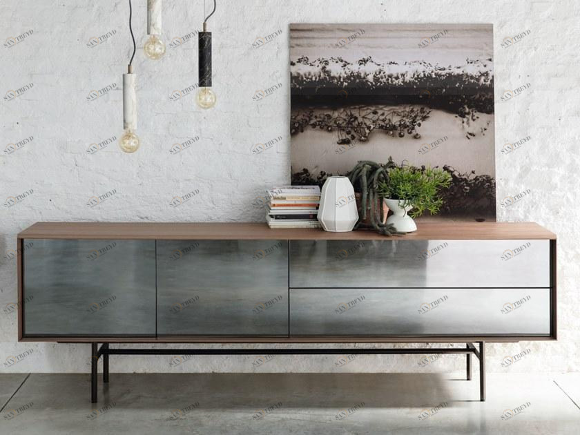 Porada Комод из ясеня с зеркальной дверцей Iron sun-id-1370346
