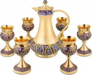 10666709 Русские самоцветы Набор для вина на 6 персон 7 предметов, серебро 925 Серебро 925