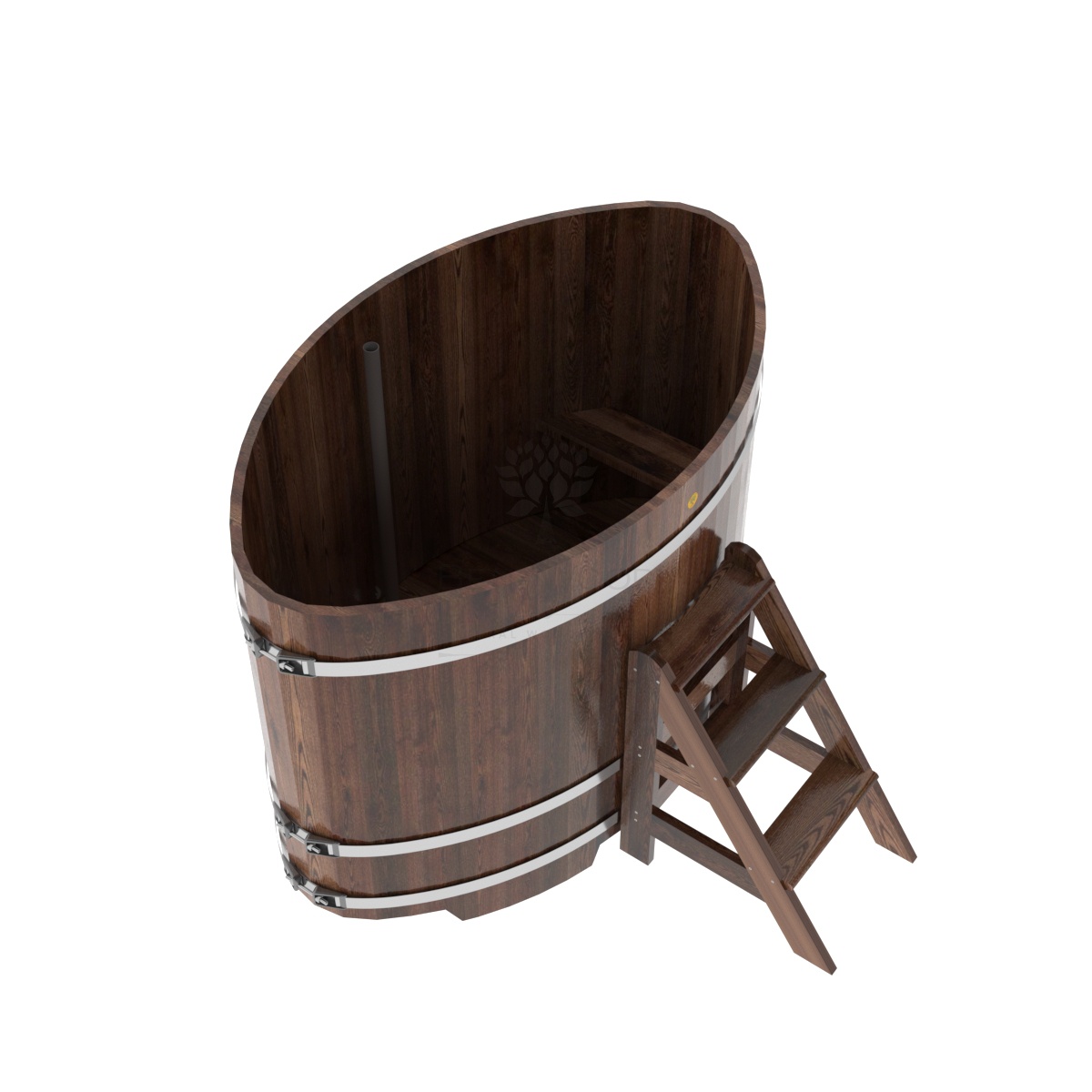 1172 Купель овальная из лиственницы 1,02х1,68х1,2 морёная премиум Alyarus  - Вид №1