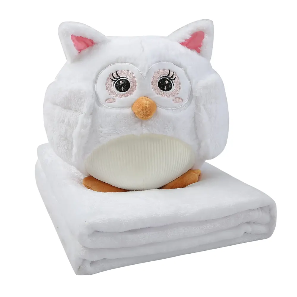 Подушка с пледом Сова 130x180 см велсофт цвет белый Santreyd STLM-2023912