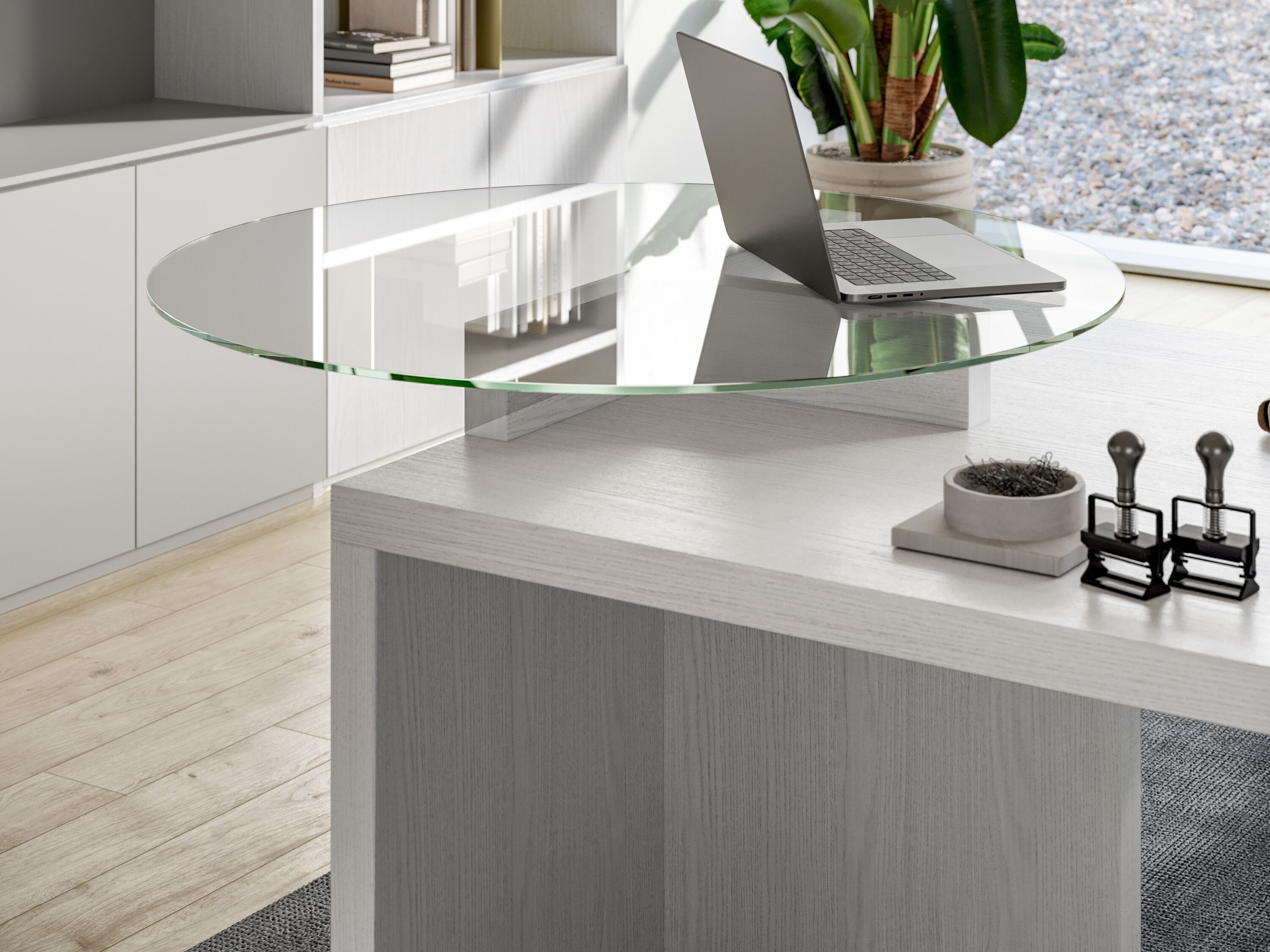 Исполнительный стол с фартуком и стеклянной столешницей Giessegi OfficeTime ARCH-00054153 - Вид №2