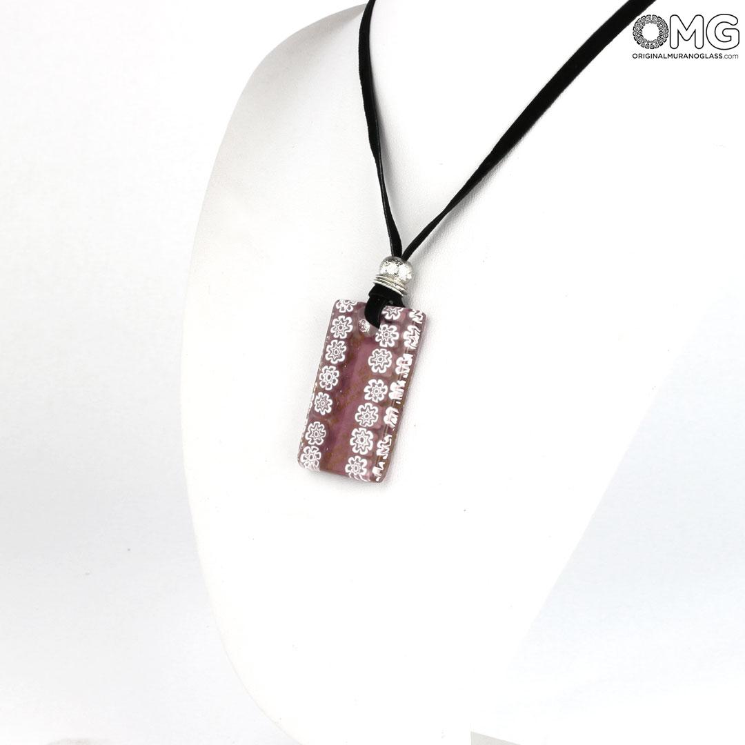 3669 ORIGINALMURANOGLASS Розовая подвеска с мозаикой - муранское стекло OMG 40 см  - Вид №1