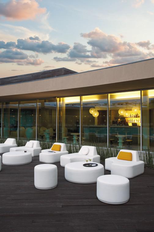 Левое угловое сиденье морской текстиль песочный Manutti Moon Island MNST422 - Вид №4