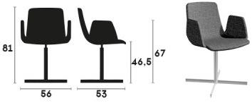 Capdell 4-спицевый тканевый стул с подлокотниками Ics sun-id-1487572 - Вид №3
