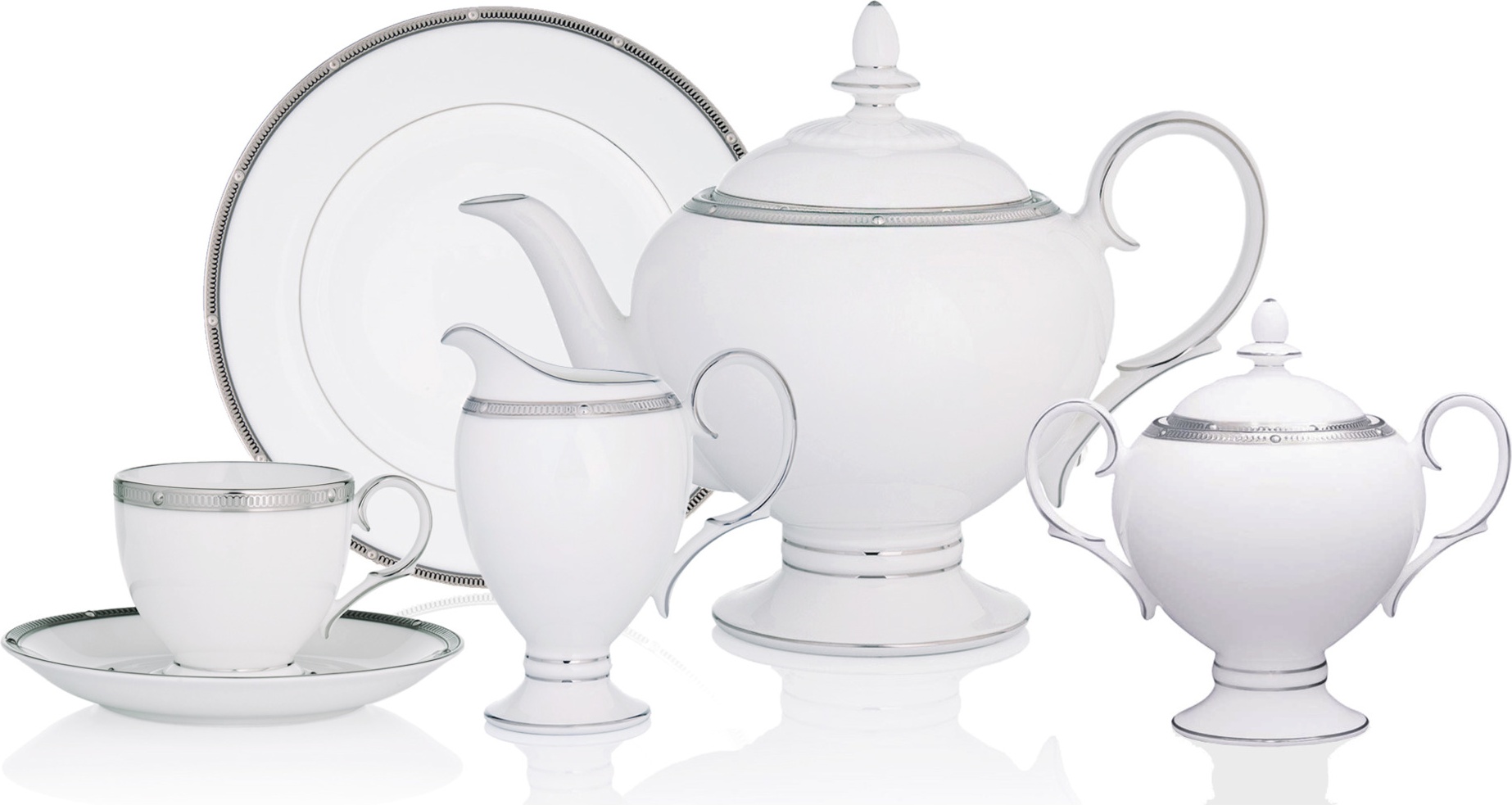 10655235 Noritake Сервиз чайный Noritake "Рочель, платиновый кант" на 6 персон 21 предмет Фарфор костяной 