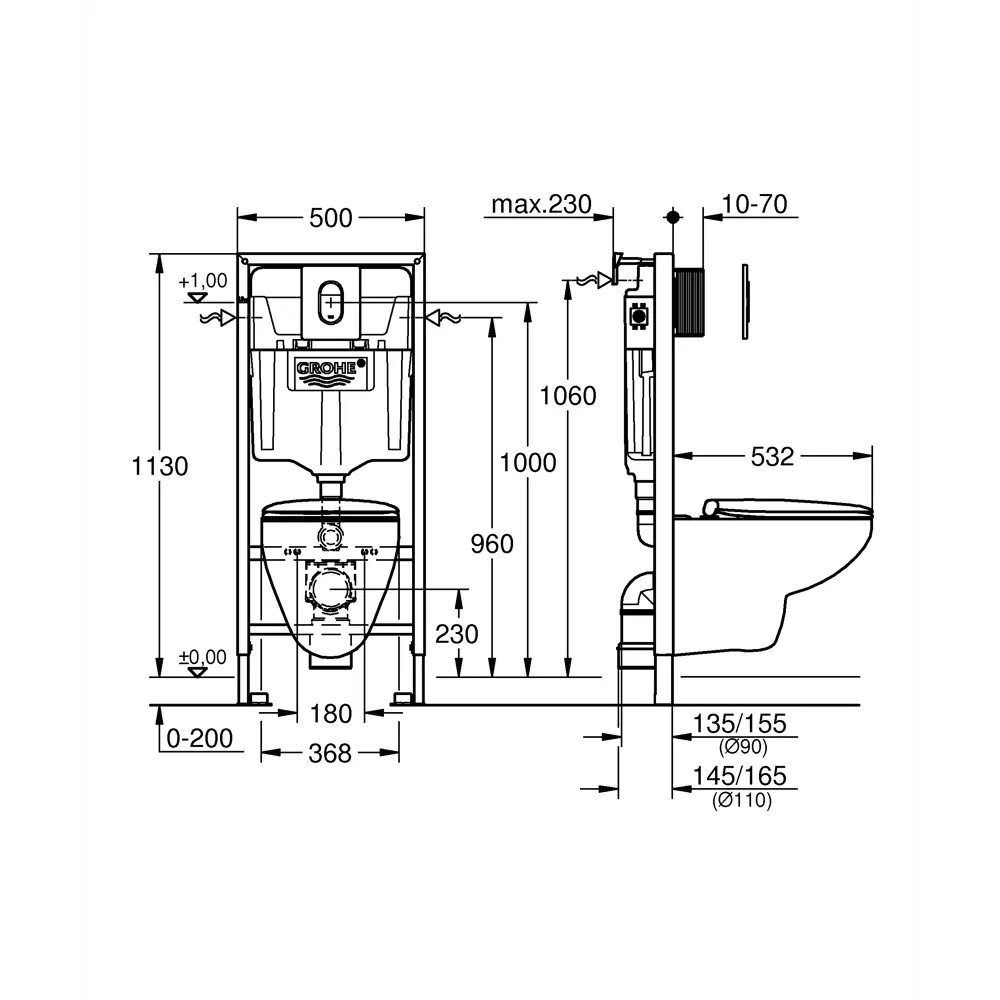 Комплект инсталляция Grohe Solido 5в1 39418000 с унитазом безободковым и кнопкой 81933256 STLM-2140308 - Вид №15