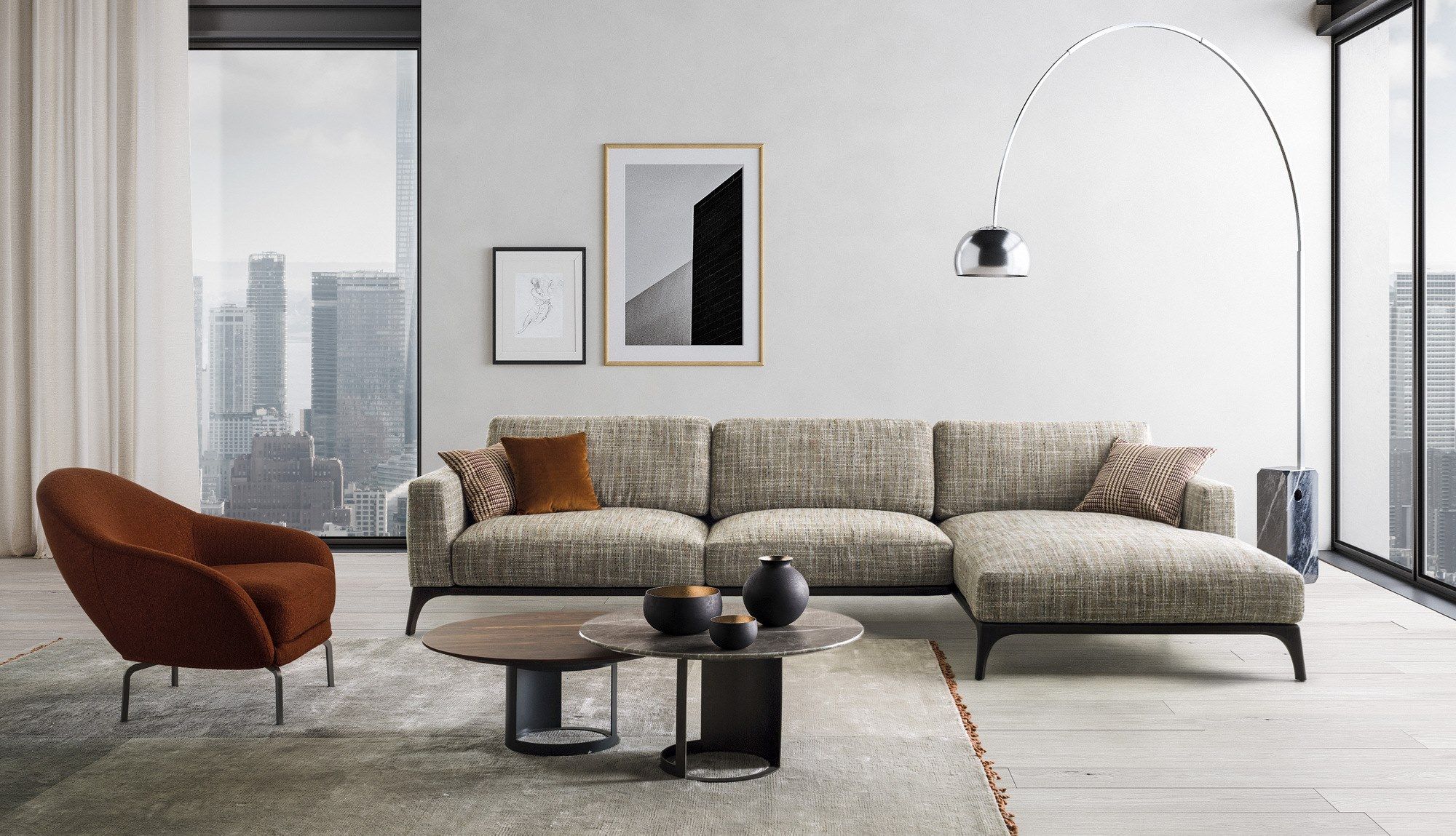 Тканевый диван с полуостровом BODEMA MILANO ARCH-00015405 - Вид №1