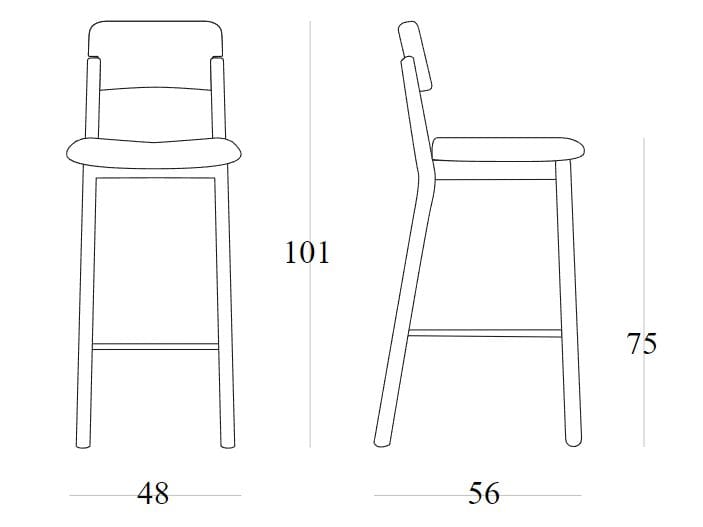 Высокий стул из ясеня с мягким сиденьем SIPA ARCH-00016181 - Вид №4