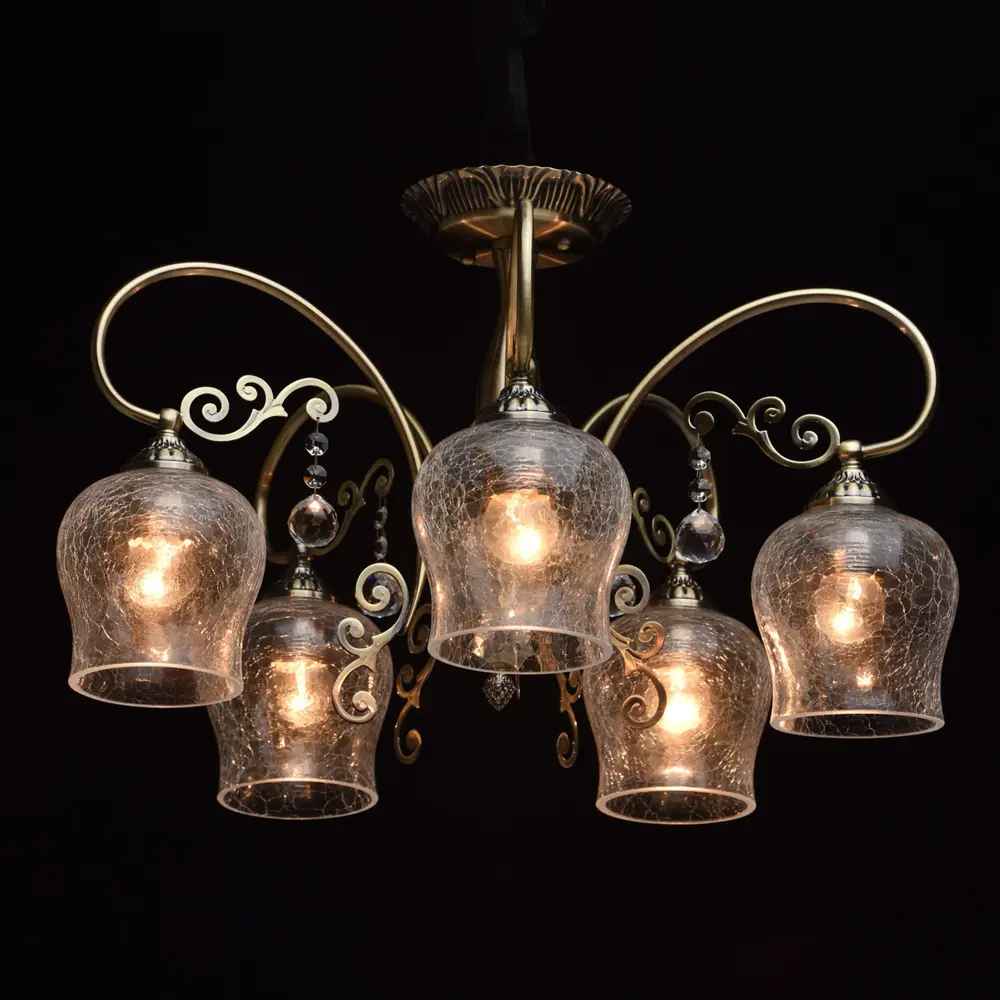 Люстра Моника 5xE27x60 Вт, металл/стекло, цвет бронза/прозрачный MW-Light STLM-2060605 - Вид №1
