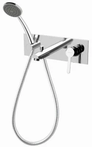 Rubinetterie Mariani Смеситель для ванны настенный с ручным душем с тарелкой Noir 175 - no