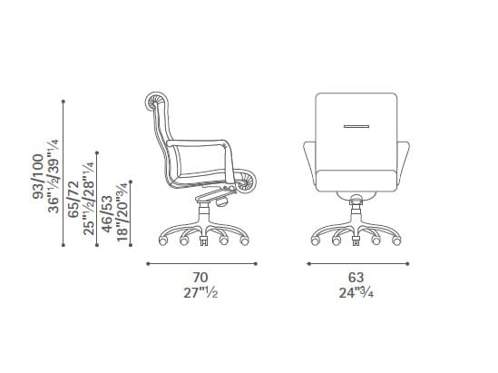 Кожаное мягкое вращающееся офисное кресло с колесами Poltrona Frau офис-офисные кресла ARCH-00037557 - Вид №5