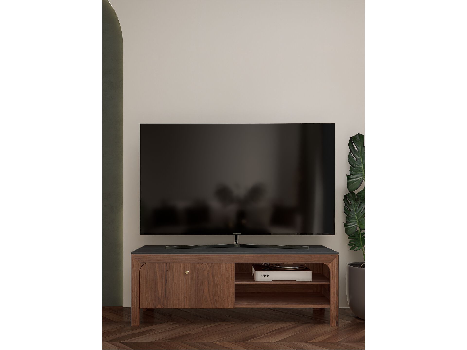 Шкаф для телевизора из грецкого ореха с распашными дверцами и столешницей из смолы Antoine Perdrieau Marietti ARCH-00103956