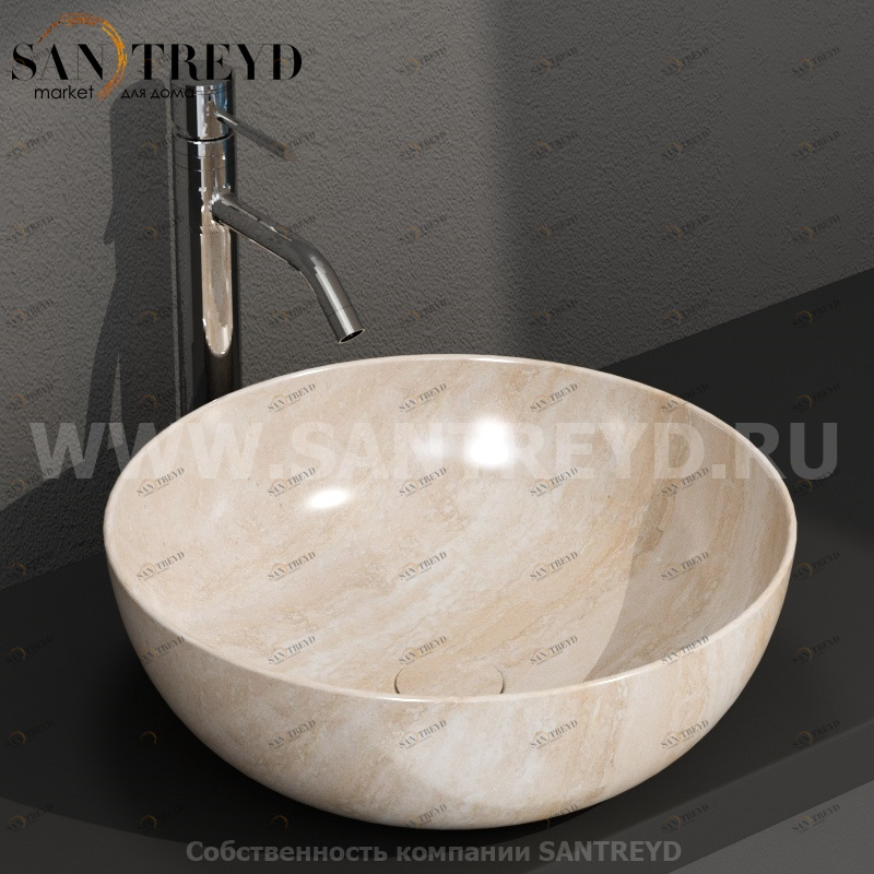 B6T45TR Накладная раковина на столешницу  круглая Ceramica Globo T-EDGE