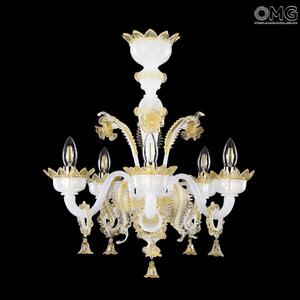 4188 ORIGINALMURANOGLASS Люстра Белая Маргаритка на 5 лампочек - муранское стекло OMG 60 см