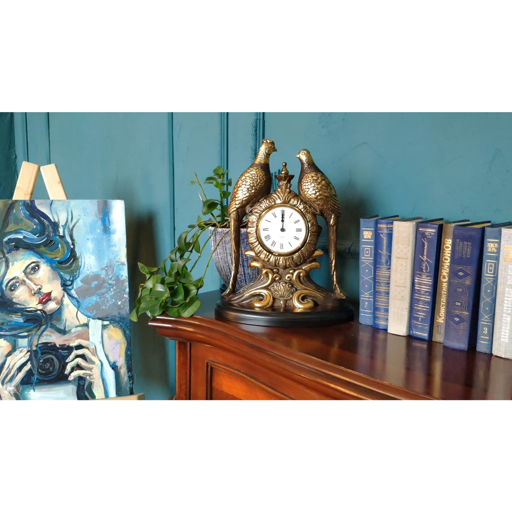 43007 Часы настольные Павлины Бронза BOGACHO 4627138242339 - Вид №8
