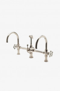 RGKM51 Регулирующий смеситель для кухни с двойным носиком на гибкой стойке с металлическими колесными ручками и распылителем Waterworks