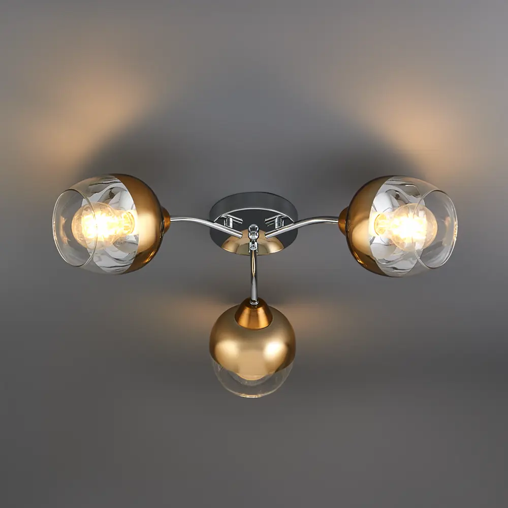 Люстра потолочная JLIGHT FIERA 3 лампы 18 м², цвет хром 84534215 STLM-2118886  - Вид №2