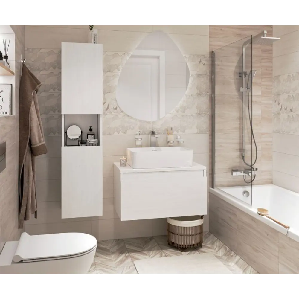 Тумба под раковину подвесная Vigo Matteo 80 см цвет белый STLM-2129443 - Вид №6