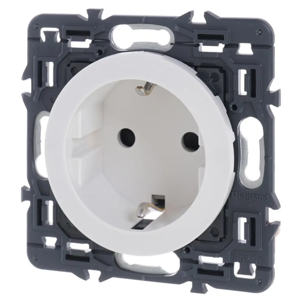 Розетка встраиваемая Legrand Celiane с заземлением, цвет белый STLM-2142237 - Вид №2