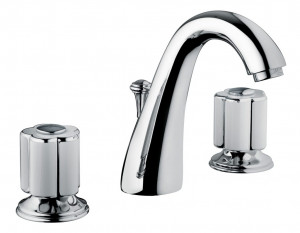 11501 БЕЛЫЙ-12501 ЧЕРНЫЙ Смеситель для раковины на три отверстия со сливным клапаном 1,1 / 4 ”. Bongio Fleur Blanc&Noir