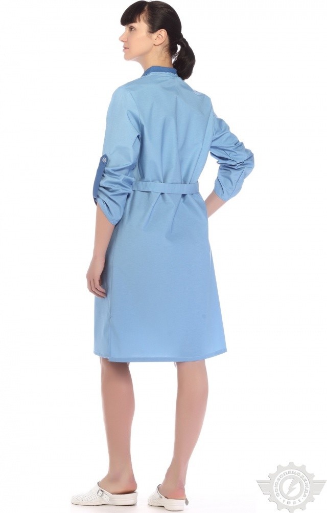 61730 Халат "Радуга" длинный рукав голубой  Одежда для обслуживающего персонала  размер 44 Спецодежда  - Вид №4