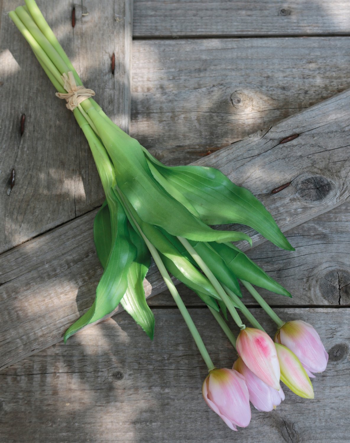 2952 508 a3 Букет искусственных тюльпанов, 5-кратный, 37 см, розово-зеленый H-andreas  - Вид №4