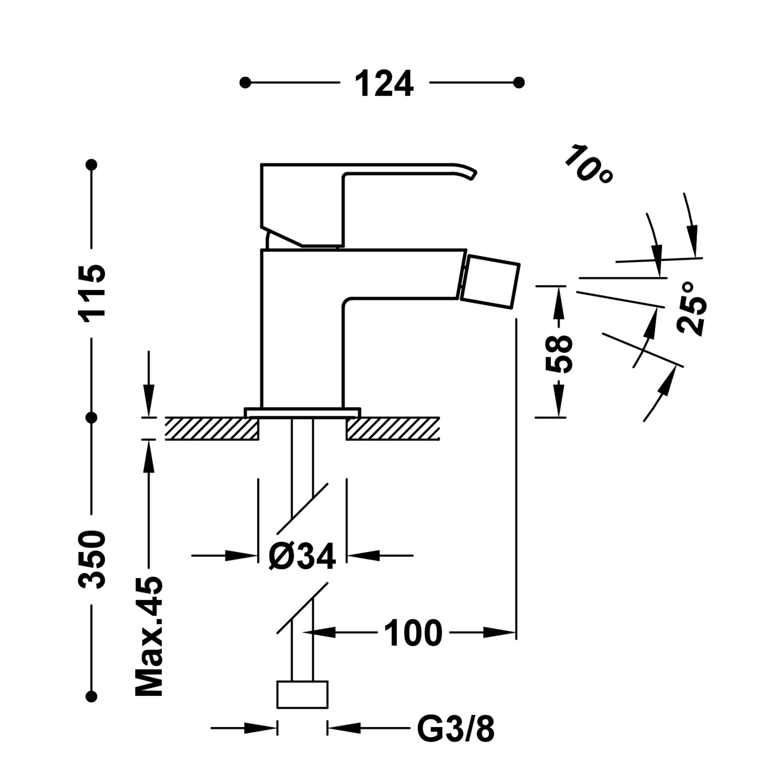 Смеситель для биде CUADRO с одной ручкой-00612001 TRES  - Вид №1
