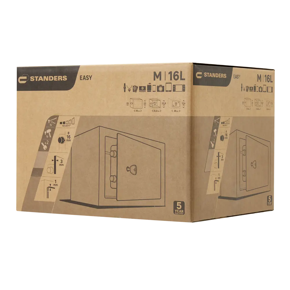 Сейф Standers 15/16 л с ключевым замком 35x23x25 см сталь STLM-2044661 - Вид №6
