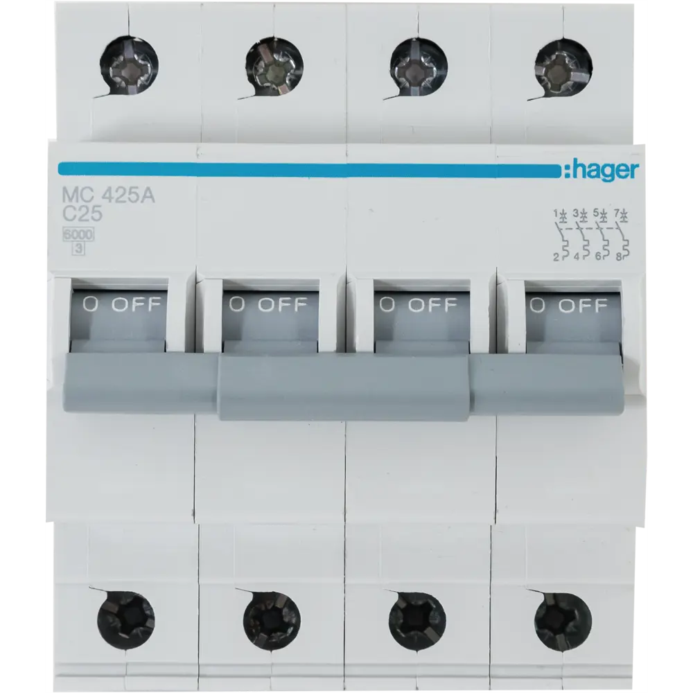 Автоматический выключатель Hager MC425A 3P N C25 А 6 кА STLM-2110329 - Вид №1
