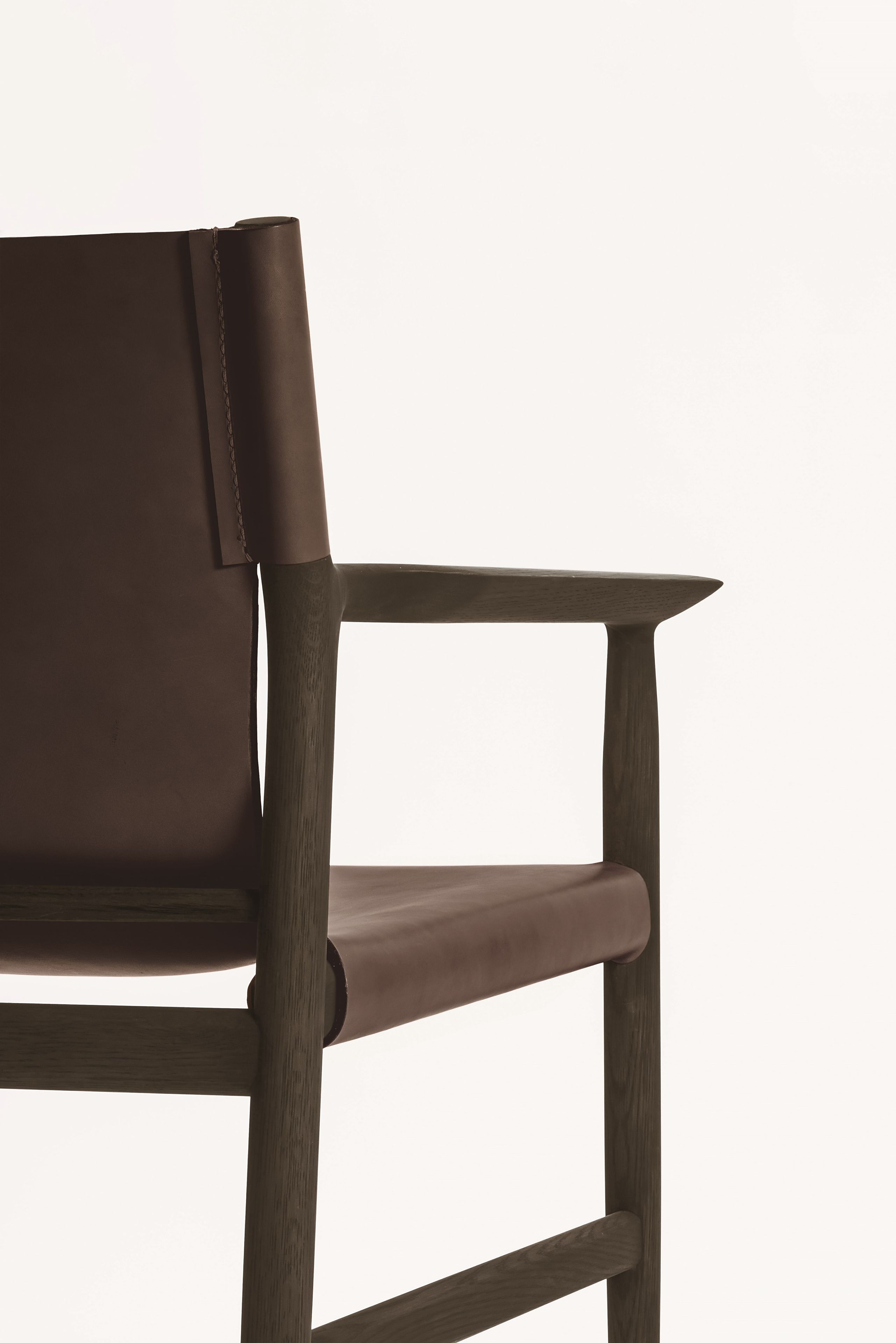 Стул с подлокотниками из массива дуба и кожи DE PADOVA Sunset ARCH-00098424 - Вид №3