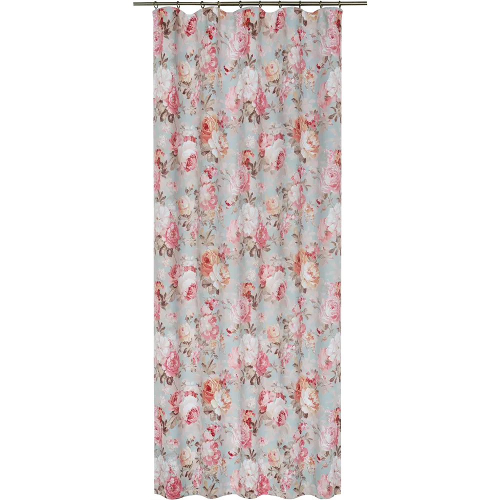 Штора на ленте «Пионы» 145х260 см цвет голубой SEASONS STLM-2015258