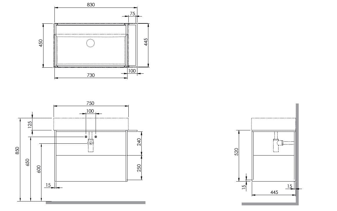 Подвесной шкаф для умывальника с выдвижными ящиками Azzurra Ceramica Elegance ARCH-00011660 - Вид №5