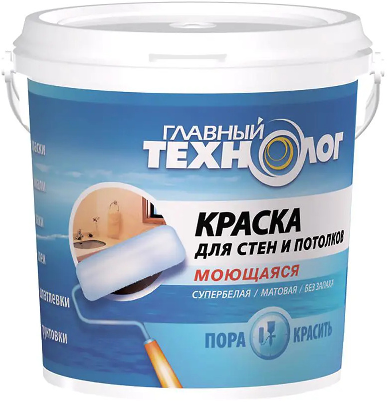 91261358 Краска для стен и потолков ГЛАВНЫЙ ТЕХНОЛОГ 29466 супербелая, 7 кг STLM-0526090