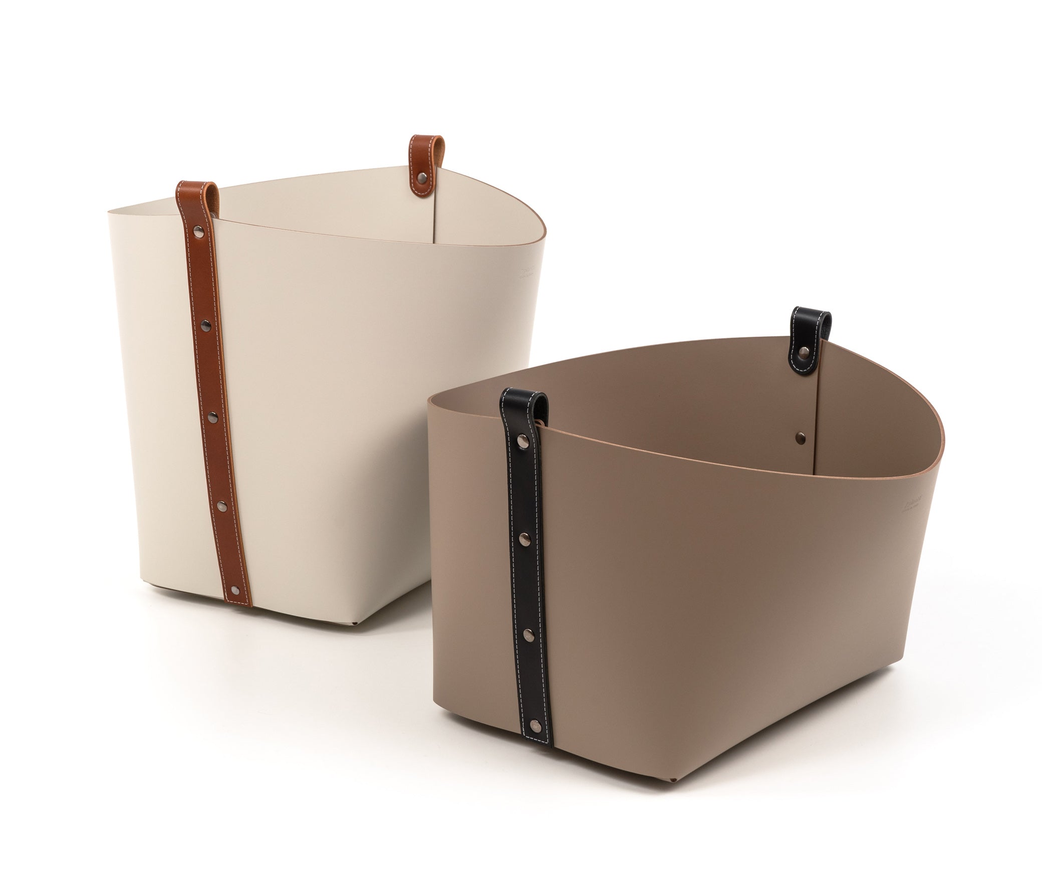 Маленькая корзина Ovo - 40X40XH29 см / регенерированная кожа_крем Pinetti 70.0180.082.027 - Вид №4