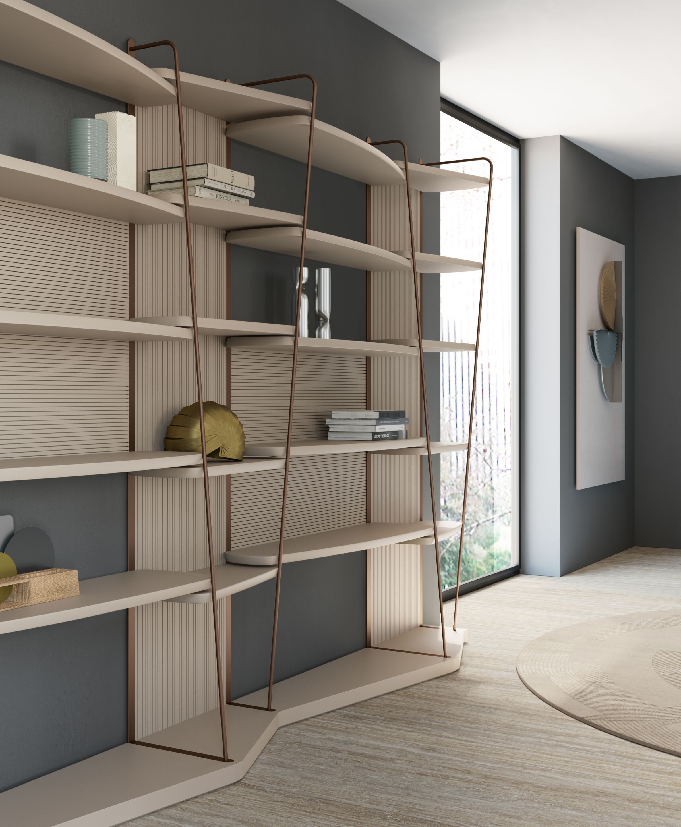 Деревянный двухсторонний самонесущий книжный шкаф Bizzotto Italia Aequilibrium ARCH-00071950 - Вид №4