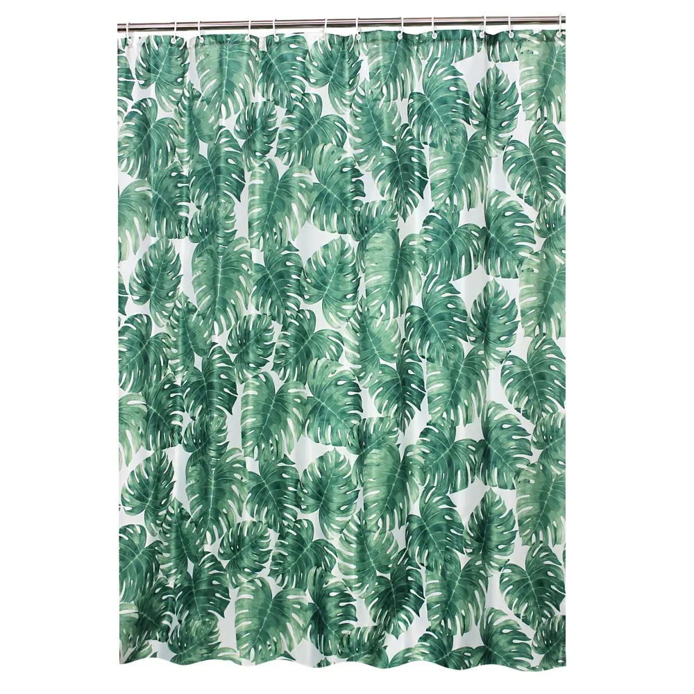 Штора для ванны Bath Plus Jungle Palm 180x200 см полиэстер цвет бело-зелёный CHARME GREEN STLM-2203111 - Вид №1