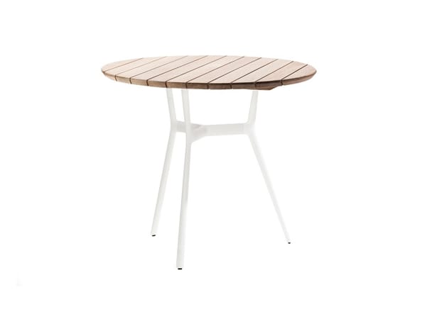 Алюминиевый и деревянный круглый садовый стол TRIBÙ Branch ARCH-00008609