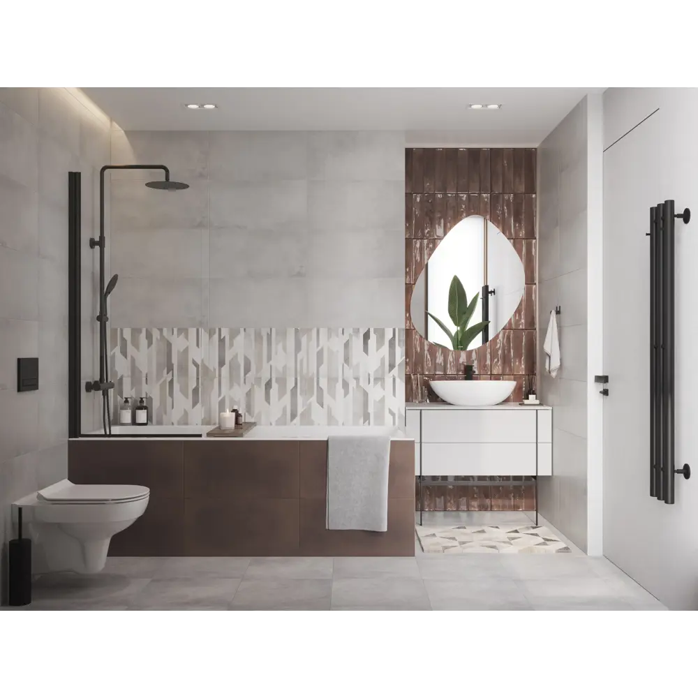 Плитка настенная KREAFORTA Cascada 29.8x59.8 см 1.425 м² матовая цвет светло-серый STLM-2179230 - Вид №3