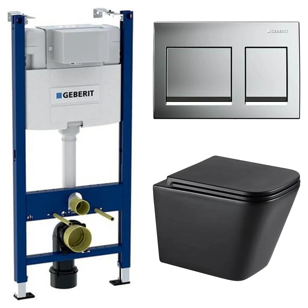 Комплект инсталляции Geberit Alpha с безободковым унитазом Moneron клавиша Geberit Alpha серая STLM-2137719