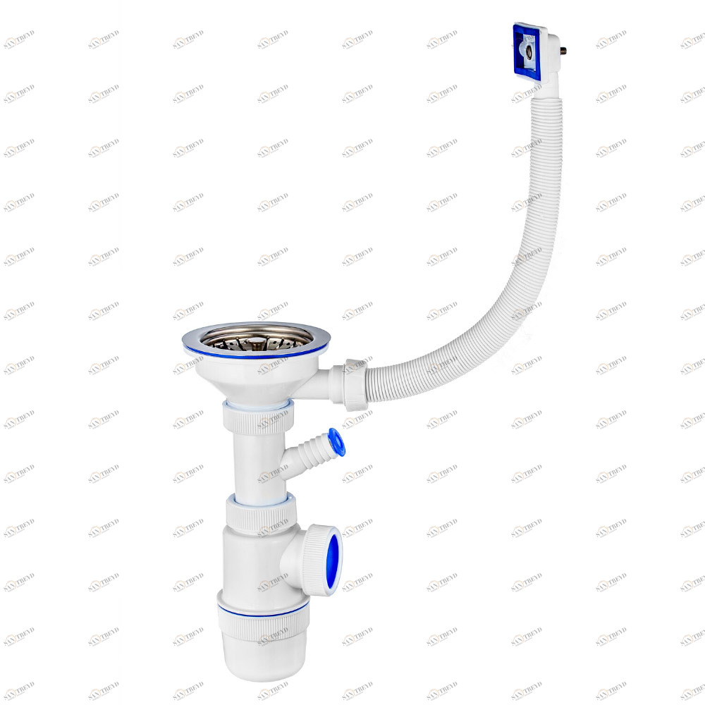 Сифон "Элит" (30986176)  с нерж.чаш. д.112мм, отводом для ст/ми переливом (3?"- ?40) 30986176 Santreyd 